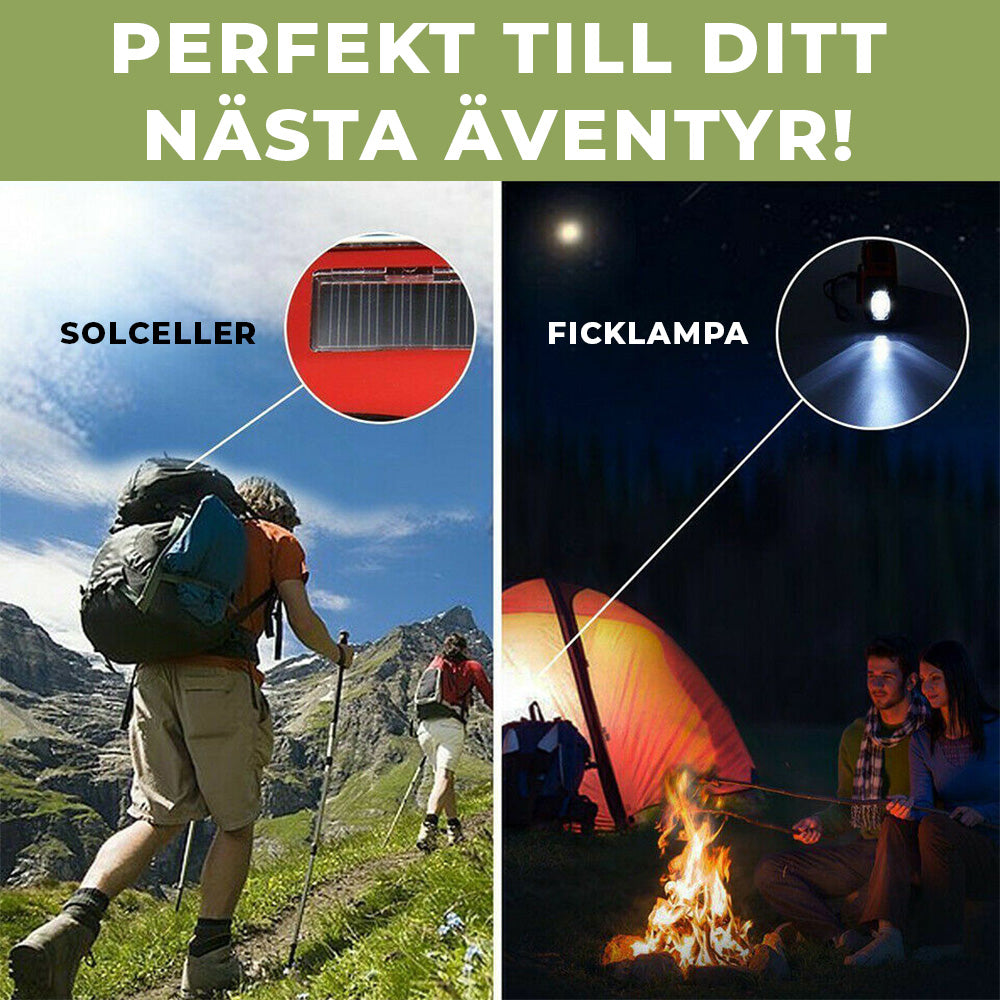 Nödradio - 2000 mAh med Powerbank, Ficklampa och Solceller